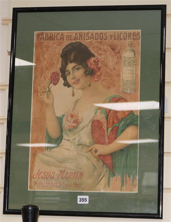 A Fabrica De Anisados Y Licores, Jesus Martin Manzanares advertising print, circa 1900 46 x 31cm